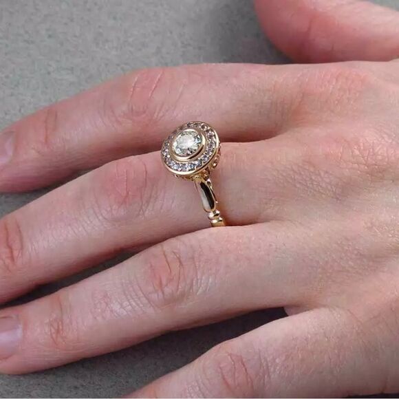 Engagement Ring Set New Gold 2PC Bridal Ring Set Wedding Ring Size 6, 7, 8 - Picture 2 of 5